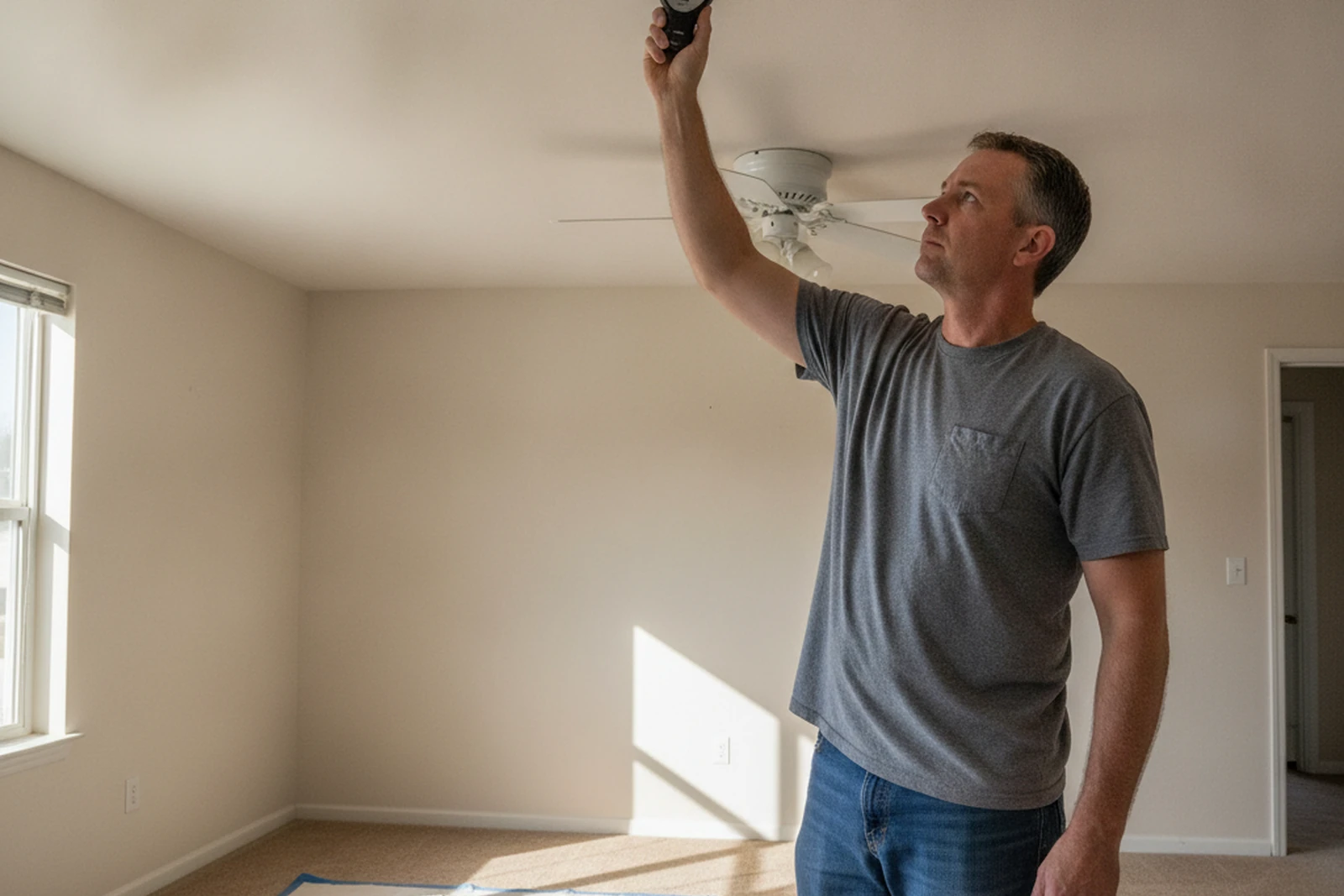 Ceiling water damage patch repair Rexburg Idaho Madison County moisture check before drywall eastern Idaho residential Tyler